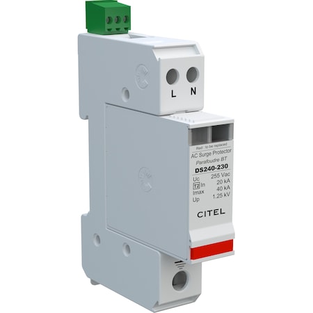 Ac DIN Rail Protector, 400/230V, 1Ph, 2W+G, 40Ka Imax,Ul1449 Type 4Ca